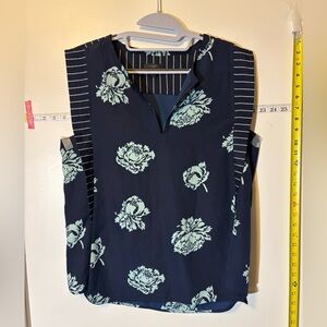 J. Crew Navy and Mint Floral Blouse size 10